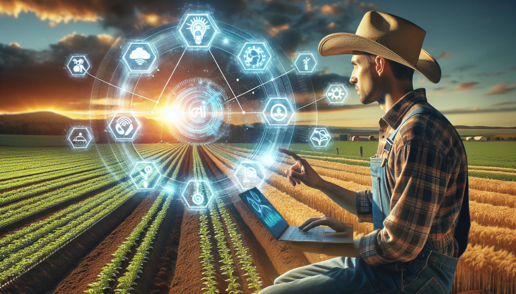 AI interfaces layered over an agricultural field