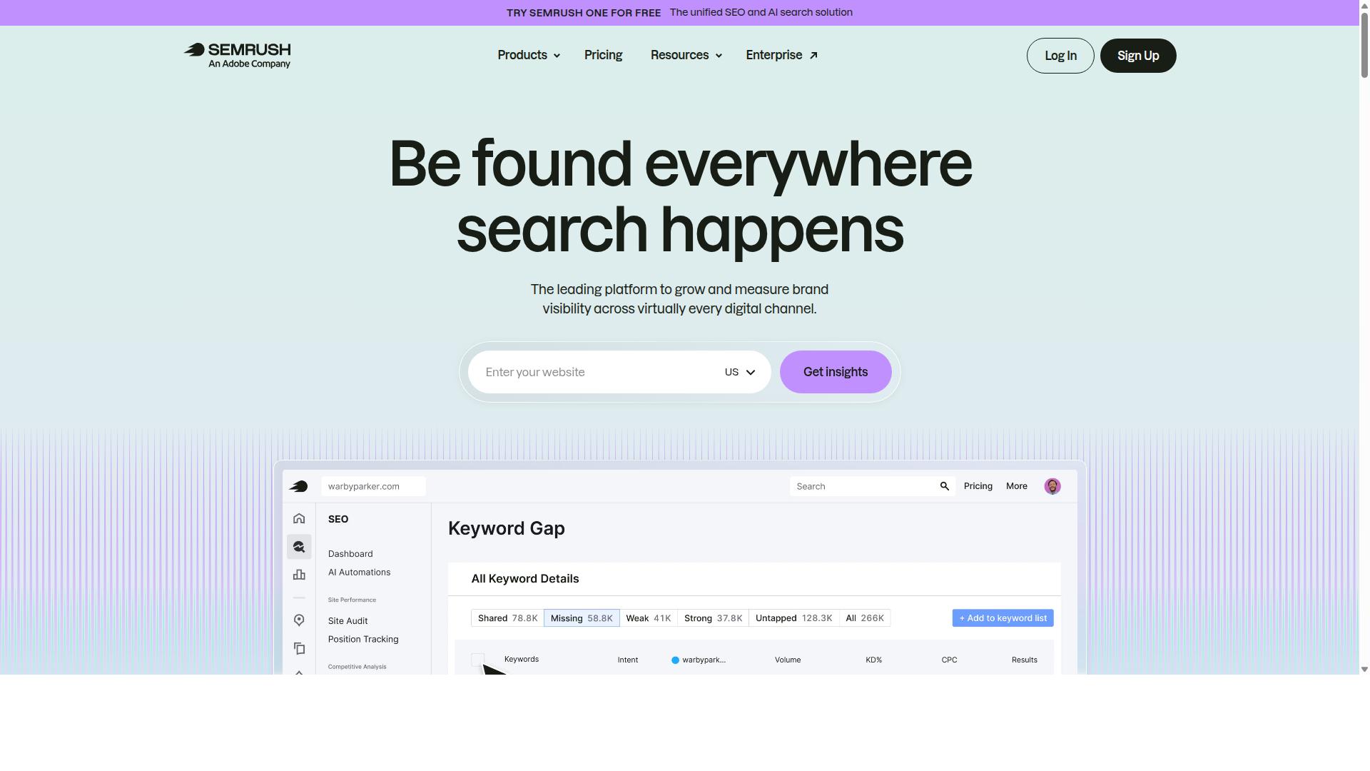 Semrush website