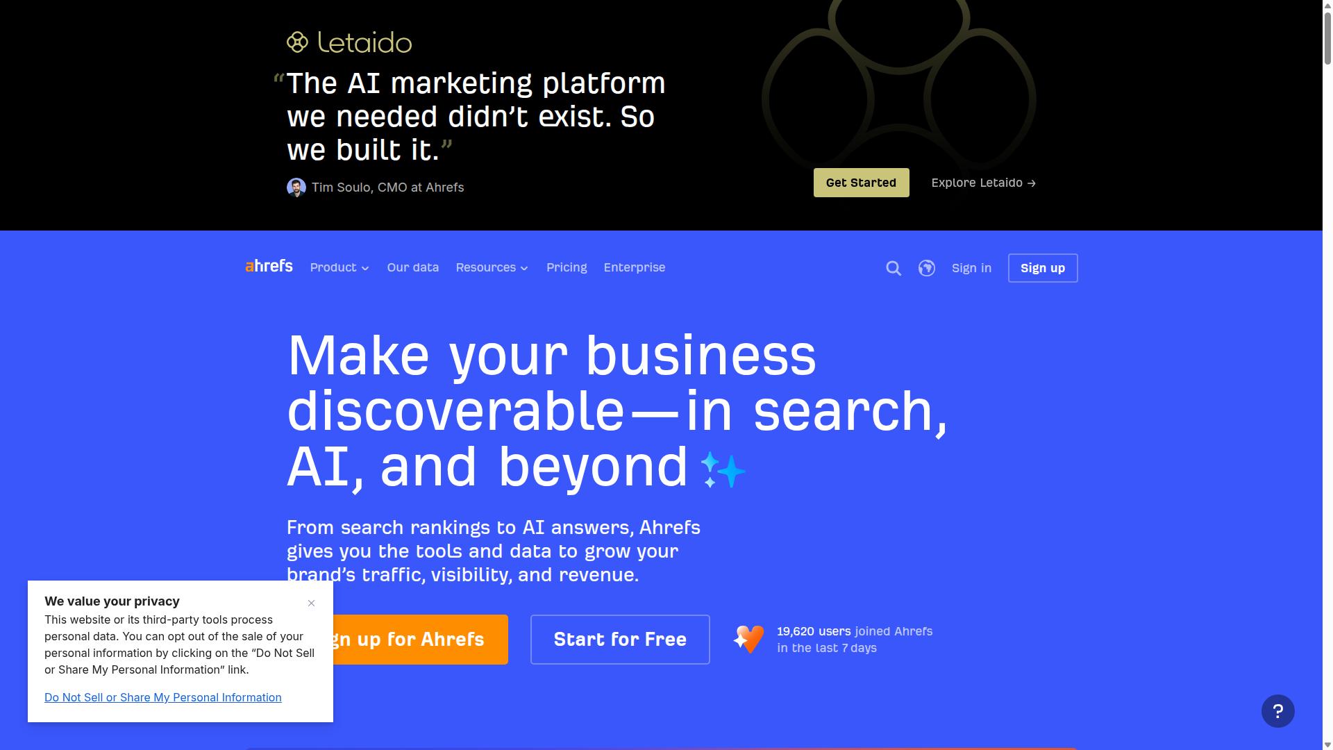 Ahrefs website